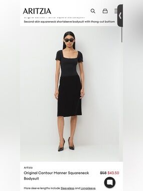 Aritzia Black casual contour bodysuit